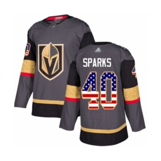 Youth Vegas Golden Knights 40 Garret Sparks Authentic Gray USA Flag Fashion Hockey Jersey