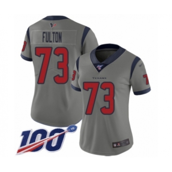 Women's Houston Texans 73 Zach Fulton Limited Gray Inverted Legend 100th Season Football Jersey