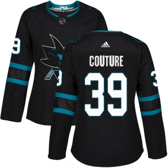 Women's Adidas San Jose Sharks 39 Logan Couture Premier Black Alternate NHL Jersey