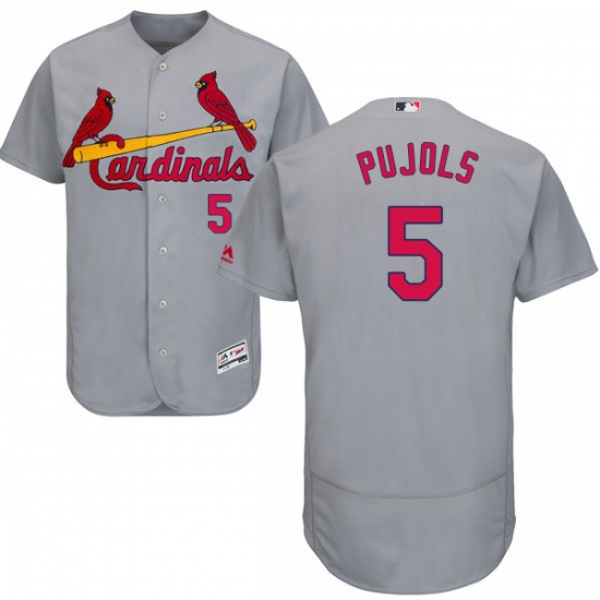 Men's Majestic St. Louis Cardinals 5 Albert Pujols Grey Road Flex Base Authentic Collection MLB Jersey