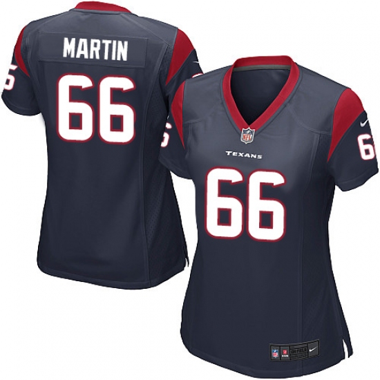 Women's Nike Houston Texans 66 Nick Martin Game Navy Blue Team Color NFL Jersey