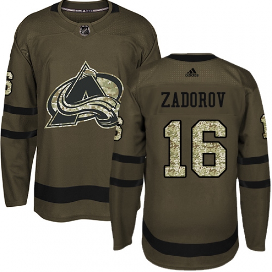 Men's Adidas Colorado Avalanche 16 Nikita Zadorov Authentic Green Salute to Service NHL Jersey