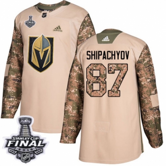 Men's Adidas Vegas Golden Knights 87 Vadim Shipachyov Authentic Camo Veterans Day Practice 2018 Stanley Cup Final NHL Jersey