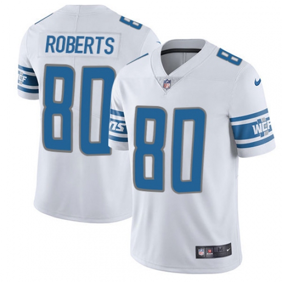 Men's Nike Detroit Lions 80 Michael Roberts Limited White Vapor Untouchable NFL Jersey