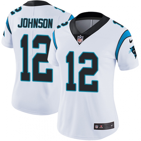 Women's Nike Carolina Panthers 12 Charles Johnson White Vapor Untouchable Limited Player NFL Jersey