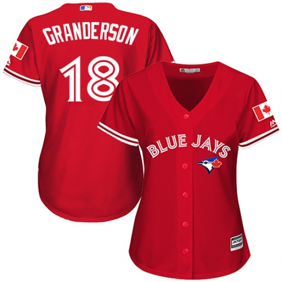 Women's Majestic Toronto Blue Jays 18 Curtis Granderson Replica Scarlet Alternate MLB Jersey