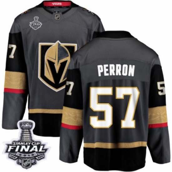 Men's Vegas Golden Knights 57 David Perron Authentic Black Home Fanatics Branded Breakaway 2018 Stanley Cup Final NHL Jersey