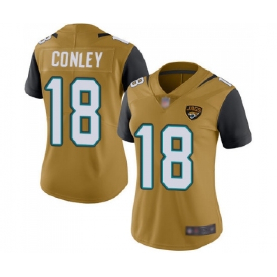 Women's Jacksonville Jaguars 18 Chris Conley Limited Gold Rush Vapor Untouchable Football Jersey