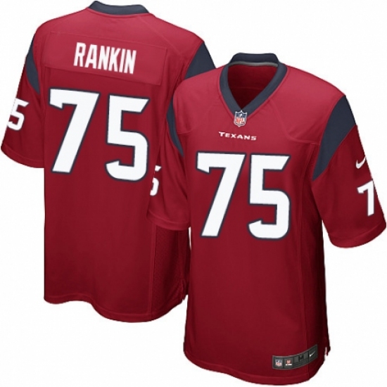 Men's Nike Houston Texans 75 Martinas Rankin Game Red Alternate NFL Jersey