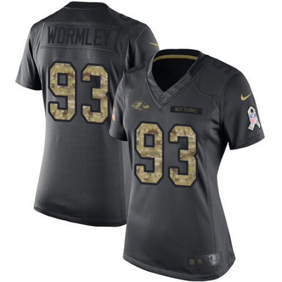 Women's Nike Baltimore Ravens 93 Chris Wormley Limited Black 2016 Salute to Service NFL Jersey