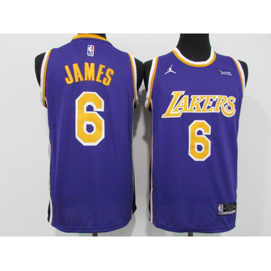 Men's Los Angeles Lakers 6 LeBron James Purple Basketball Swingman Association Edition Jersey