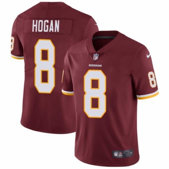 Men's Nike Washington Redskins 8 Kevin Hogan Burgundy Red Team Color Vapor Untouchable Limited Player NFL Jersey