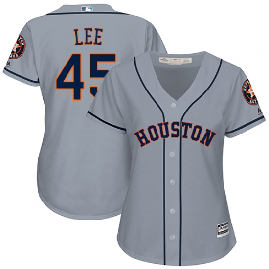 Women's Majestic Houston Astros 45 Carlos Lee Authentic Grey Road Cool Base MLB Jersey