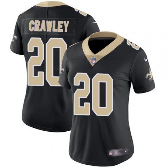 Women's Nike New Orleans Saints 20 Ken Crawley Black Team Color Vapor Untouchable Limited Player NFL Jersey