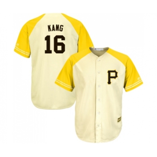 Men's Pittsburgh Pirates 16 Jung-ho Kang Replica Cream Gold Exclusive Baseball Jersey