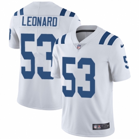 Youth Nike Indianapolis Colts 53 Darius Leonard White Vapor Untouchable Elite Player NFL Jersey