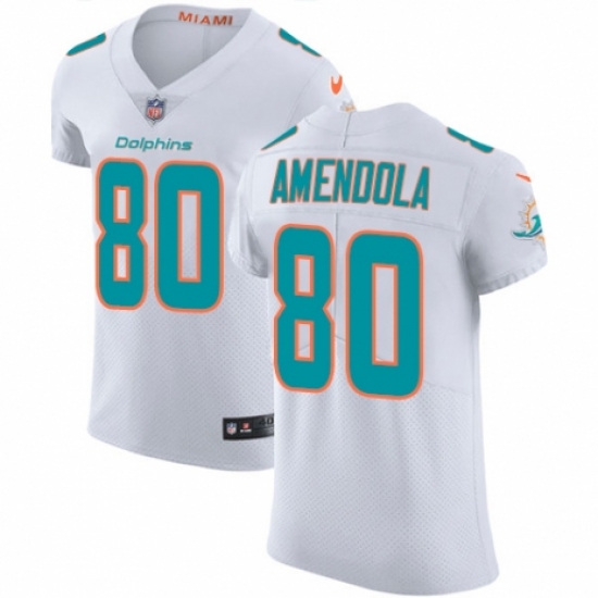 Men's Nike Miami Dolphins 80 Danny Amendola White Vapor Untouchable Elite Player NFL Jersey