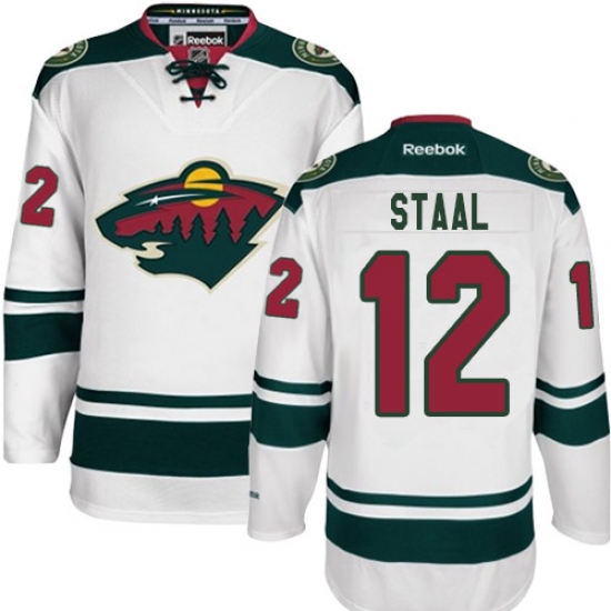 Men's Reebok Minnesota Wild 12 Eric Staal Authentic White Away NHL Jersey