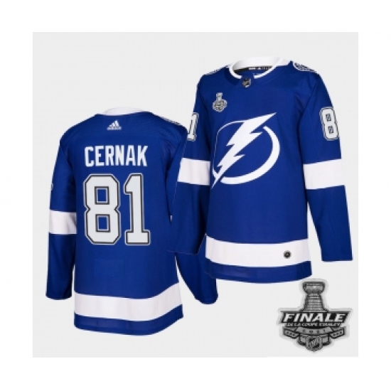 Men's Adidas Lightning 81 Erik Cernak Blue Home Authentic 2021 Stanley Cup Jersey