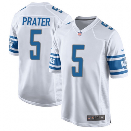 Men's Nike Detroit Lions 5 Matt Prater Game White NFL Jersey