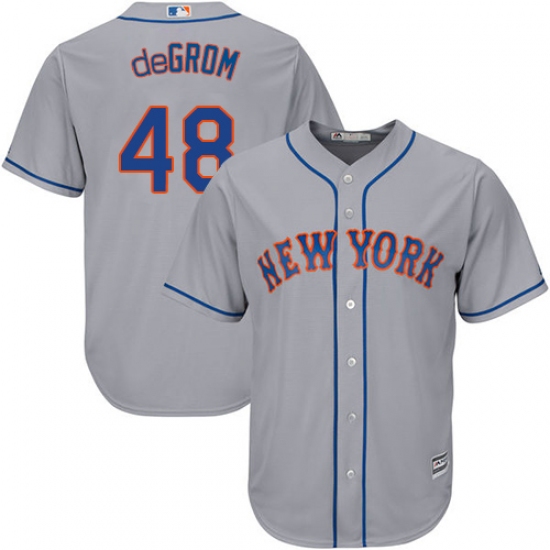 Men's Majestic New York Mets 48 Jacob deGrom Replica Grey Road Cool Base MLB Jersey