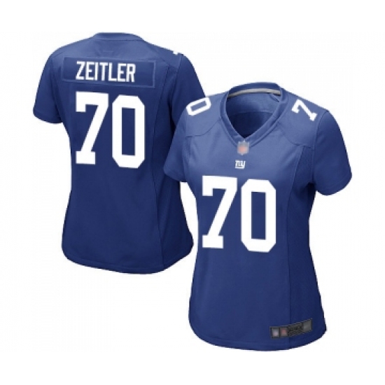 Women's New York Giants 70 Kevin Zeitler Game Royal Blue Team Color Football Jersey