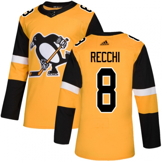 Men's Adidas Pittsburgh Penguins 8 Mark Recchi Premier Gold Alternate NHL Jersey