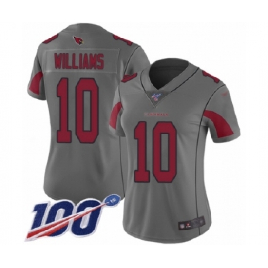 Women's Arizona Cardinals 10 Chad Williams Limited Silver Inverted Legend 100th Season Football Jersey