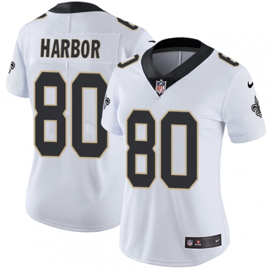 Women's Nike New Orleans Saints 80 Clay Harbor White Vapor Untouchable Limited Player NFL Jersey