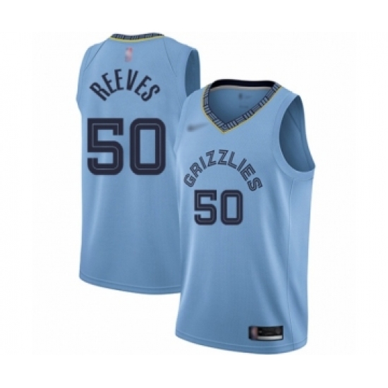 Men's Memphis Grizzlies 50 Bryant Reeves Authentic Blue Finished Basketball Jersey Statement Edition