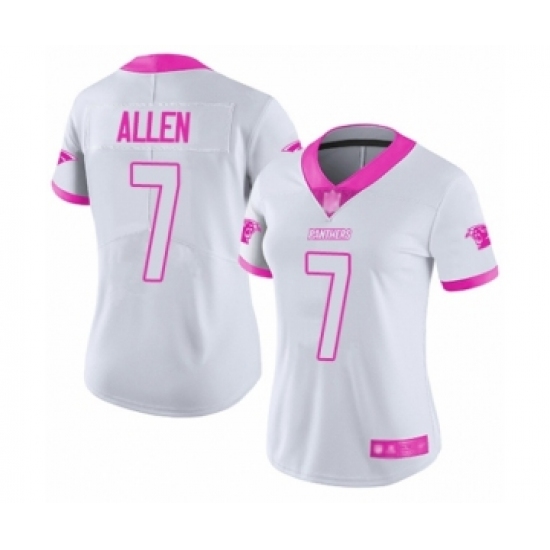 Women's Carolina Panthers 7 Kyle Allen Limited White Pink Rush Fashion Football Jersey