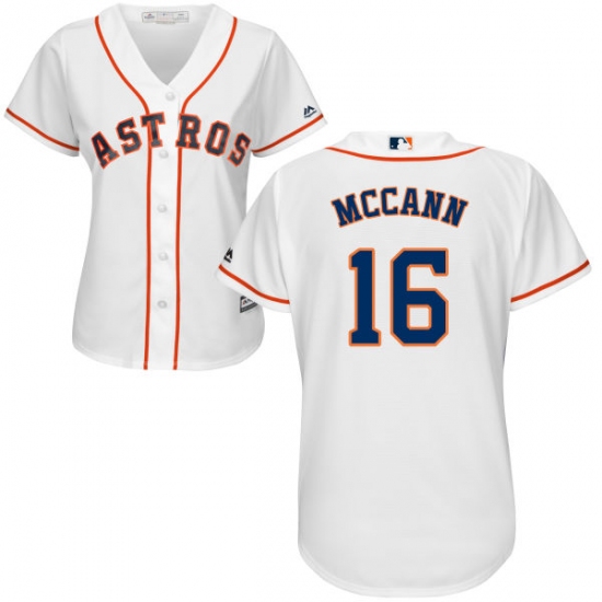 Women's Majestic Houston Astros 16 Brian McCann Authentic White Home Cool Base MLB Jersey