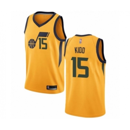 Women's Utah Jazz 15 Stanton Kidd Swingman Gold Basketball Jersey Statement Edition