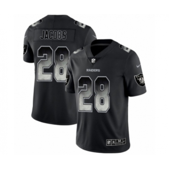 Men's Oakland Raiders 28 Josh Jacobs Black Smoke Fashion Limited Football Jersey