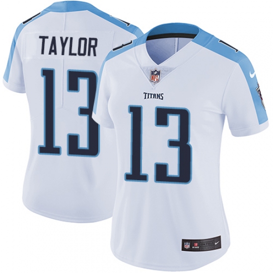 Women's Nike Tennessee Titans 13 Taywan Taylor White Vapor Untouchable Limited Player NFL Jersey