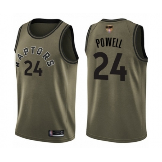 Youth Toronto Raptors 24 Norman Powell Swingman Green Salute to Service 2019 Basketball Finals Bound Jersey