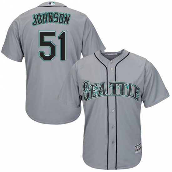 Men's Majestic Seattle Mariners 51 Randy Johnson Replica Grey Road Cool Base MLB Jersey