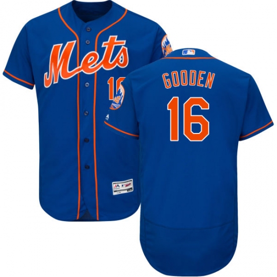 Men's Majestic New York Mets 16 Dwight Gooden Royal Blue Alternate Flex Base Authentic Collection MLB Jersey