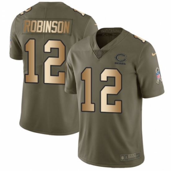 Youth Nike Chicago Bears 12 Allen Robinson Limited Olive/Gold 2017 Salute to Service NFL Jersey