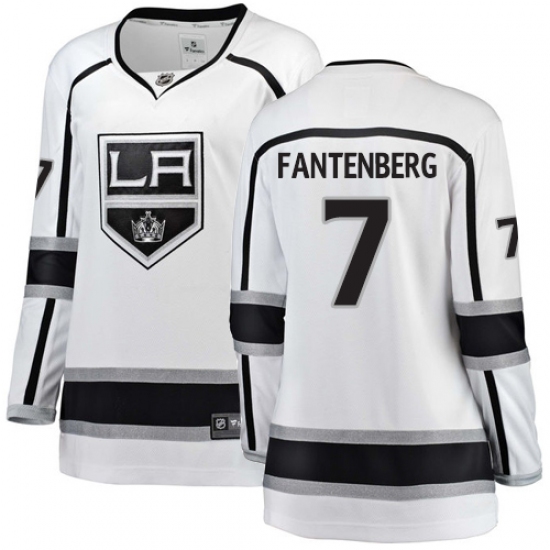 Women's Los Angeles Kings 7 Oscar Fantenberg Authentic White Away Fanatics Branded Breakaway NHL Jersey