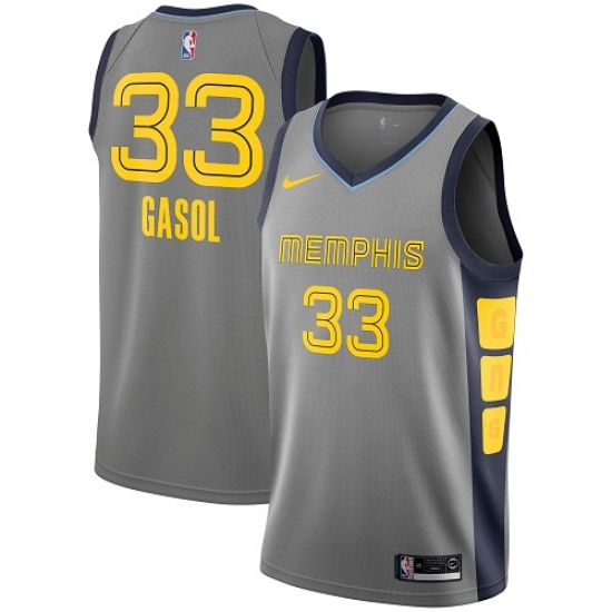 Women's Nike Memphis Grizzlies 33 Marc Gasol Swingman Gray NBA Jersey - City Edition