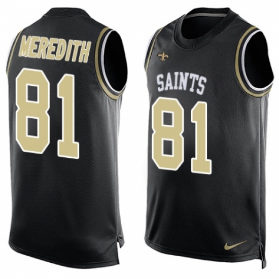 Men's Nike New Orleans Saints 81 Cameron Meredith Limited Black Player Name & Number Tank Top NFL Jersey