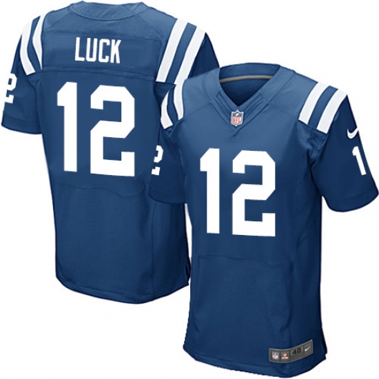 Men's Nike Indianapolis Colts 12 Andrew Luck Elite Royal Blue Team Color NFL Jersey