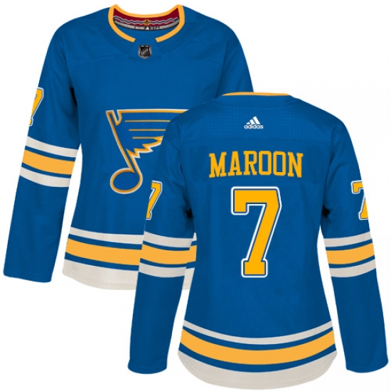 Women's Adidas St. Louis Blues 7 Patrick Maroon Authentic Navy Blue Alternate NHL Jersey