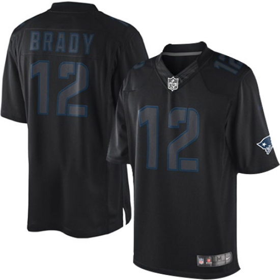 Men's Nike New England Patriots 12 Tom Brady Limited Black Impact NFL Jersey