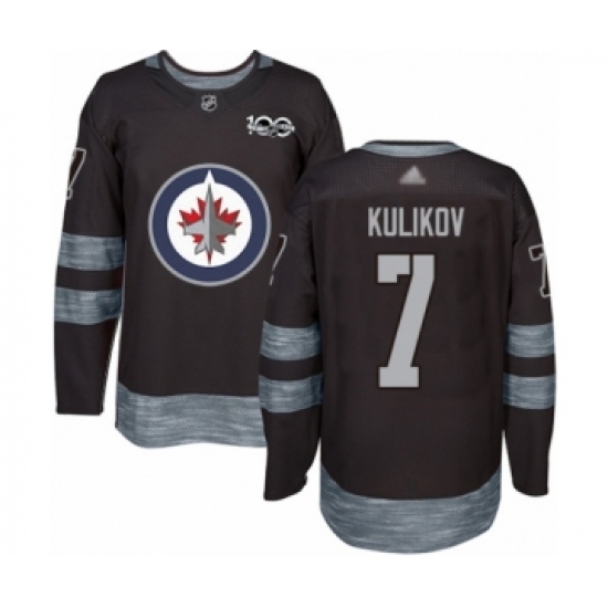 Men's Winnipeg Jets 7 Dmitry Kulikov Authentic Black 1917-2017 100th Anniversary Hockey Jersey