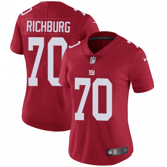 Women's Nike New York Giants 70 Weston Richburg Elite Red Alternate NFL Jersey