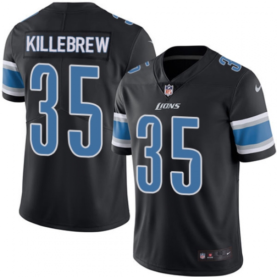 Men's Nike Detroit Lions 35 Miles Killebrew Elite Black Rush Vapor Untouchable NFL Jersey