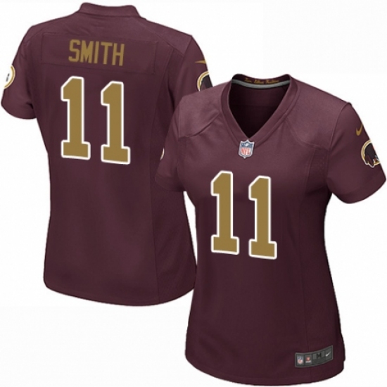 Women's Nike Washington Redskins 11 Alex Smith Game Burgundy Red/Gold Number Alternate 80TH Anniversary NFL Jersey