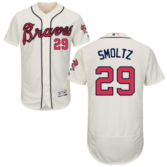 Men's Majestic Atlanta Braves 29 John Smoltz Cream Alternate Flex Base Authentic Collection MLB Jersey